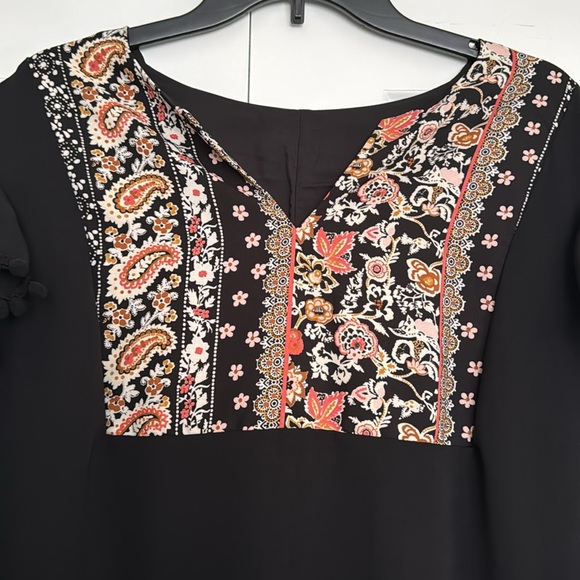SHEIN Curve Boho Black Dress with Paisley Print and PomPom Sleeves. size 2XL New - Picture 2 of 5